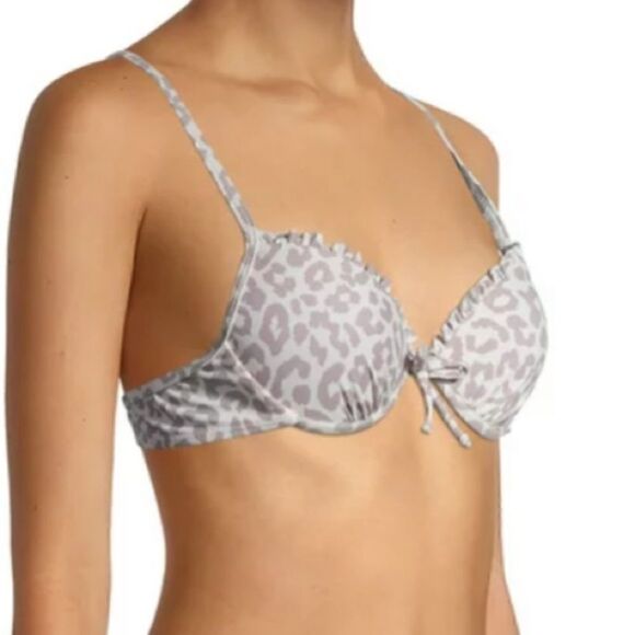XOXO Ruffle Trim Push-Up Leopard Print Bikini Top for Juniors, Size L, NWT - Picture 2 of 9